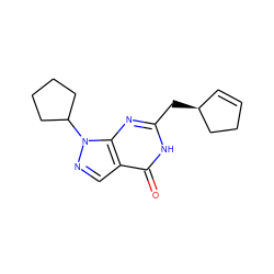 O=c1[nH]c(C[C@H]2C=CCC2)nc2c1cnn2C1CCCC1 ZINC000146939477