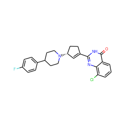 O=c1[nH]c(C2=C[C@H](N3CCC(c4ccc(F)cc4)CC3)CC2)nc2c(Cl)cccc12 ZINC000028954760