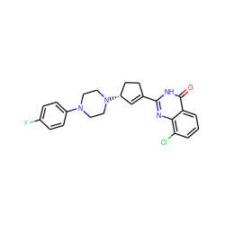 O=c1[nH]c(C2=C[C@H](N3CCN(c4ccc(F)cc4)CC3)CC2)nc2c(Cl)cccc12 ZINC000028954777