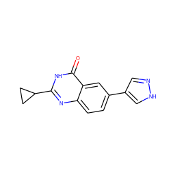 O=c1[nH]c(C2CC2)nc2ccc(-c3cn[nH]c3)cc12 ZINC000066074176