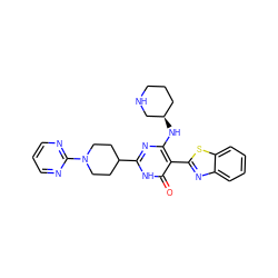 O=c1[nH]c(C2CCN(c3ncccn3)CC2)nc(N[C@@H]2CCCNC2)c1-c1nc2ccccc2s1 ZINC001772639579