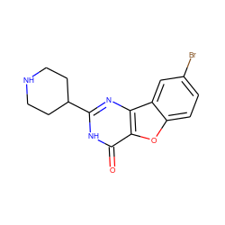 O=c1[nH]c(C2CCNCC2)nc2c1oc1ccc(Br)cc12 ZINC000084669849