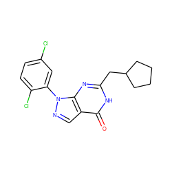 O=c1[nH]c(CC2CCCC2)nc2c1cnn2-c1cc(Cl)ccc1Cl ZINC000116227972