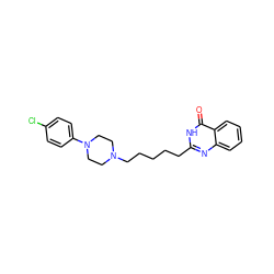 O=c1[nH]c(CCCCCN2CCN(c3ccc(Cl)cc3)CC2)nc2ccccc12 ZINC000299870752