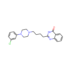 O=c1[nH]c(CCCCN2CCN(c3cccc(Cl)c3)CC2)nc2ccccc12 ZINC000299859231