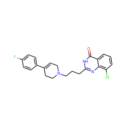 O=c1[nH]c(CCCN2CC=C(c3ccc(F)cc3)CC2)nc2c(Cl)cccc12 ZINC000003820641