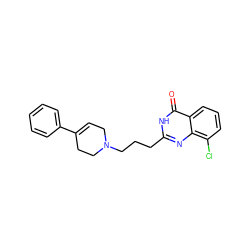 O=c1[nH]c(CCCN2CC=C(c3ccccc3)CC2)nc2c(Cl)cccc12 ZINC000013581550