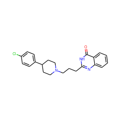 O=c1[nH]c(CCCN2CCC(c3ccc(Cl)cc3)CC2)nc2ccccc12 ZINC000096258417