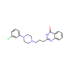 O=c1[nH]c(CCCN2CCN(c3cccc(Cl)c3)CC2)nc2ccccc12 ZINC000096258419