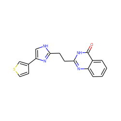 O=c1[nH]c(CCc2nc(-c3ccsc3)c[nH]2)nc2ccccc12 ZINC000095573917