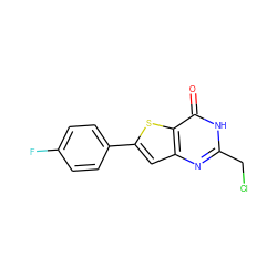 O=c1[nH]c(CCl)nc2cc(-c3ccc(F)cc3)sc12 ZINC000013133481