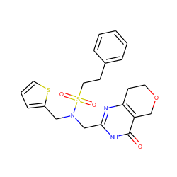 O=c1[nH]c(CN(Cc2cccs2)S(=O)(=O)CCc2ccccc2)nc2c1COCC2 ZINC000205830307