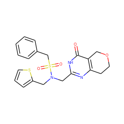 O=c1[nH]c(CN(Cc2cccs2)S(=O)(=O)Cc2ccccc2)nc2c1COCC2 ZINC000205830274