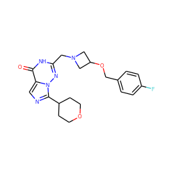 O=c1[nH]c(CN2CC(OCc3ccc(F)cc3)C2)nn2c(C3CCOCC3)ncc12 ZINC000205445504