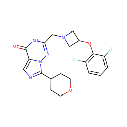 O=c1[nH]c(CN2CC(Oc3c(F)cccc3F)C2)nn2c(C3CCOCC3)ncc12 ZINC000205443397