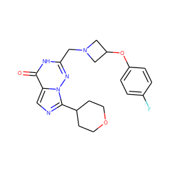 O=c1[nH]c(CN2CC(Oc3ccc(F)cc3)C2)nn2c(C3CCOCC3)ncc12 ZINC000205438786