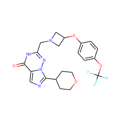 O=c1[nH]c(CN2CC(Oc3ccc(OC(F)(F)F)cc3)C2)nn2c(C3CCOCC3)ncc12 ZINC000205443443