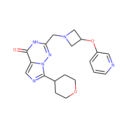 O=c1[nH]c(CN2CC(Oc3cccnc3)C2)nn2c(C3CCOCC3)ncc12 ZINC000205453200