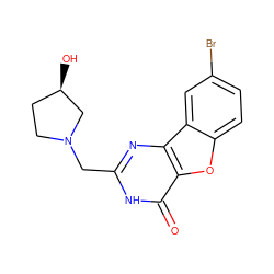 O=c1[nH]c(CN2CC[C@@H](O)C2)nc2c1oc1ccc(Br)cc12 ZINC000043206168