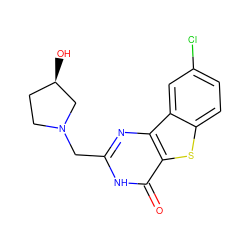 O=c1[nH]c(CN2CC[C@@H](O)C2)nc2c1sc1ccc(Cl)cc12 ZINC000045288374