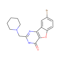 O=c1[nH]c(CN2CCCCC2)nc2c1oc1ccc(Br)cc12 ZINC000084708262