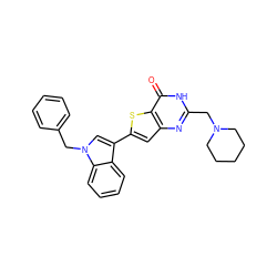 O=c1[nH]c(CN2CCCCC2)nc2cc(-c3cn(Cc4ccccc4)c4ccccc34)sc12 ZINC000096909355