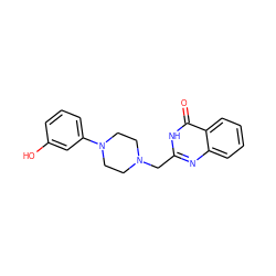 O=c1[nH]c(CN2CCN(c3cccc(O)c3)CC2)nc2ccccc12 ZINC000043174188