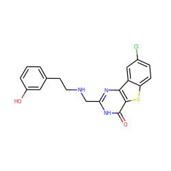 O=c1[nH]c(CNCCc2cccc(O)c2)nc2c1sc1ccc(Cl)cc12 ZINC000045315737