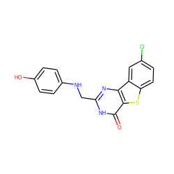 O=c1[nH]c(CNc2ccc(O)cc2)nc2c1sc1ccc(Cl)cc12 ZINC000045287954