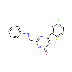 O=c1[nH]c(CNc2ccccc2)nc2c1sc1ccc(Cl)cc12 ZINC000045290329