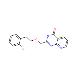 O=c1[nH]c(COCCc2ccccc2Cl)nc2ncccc12 ZINC000058583570