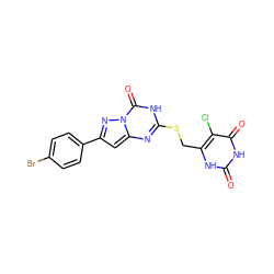 O=c1[nH]c(CSc2nc3cc(-c4ccc(Br)cc4)nn3c(=O)[nH]2)c(Cl)c(=O)[nH]1 ZINC000103288899