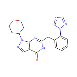 O=c1[nH]c(Cc2ccccc2-n2cncn2)nc2c1cnn2C1CCOCC1 ZINC000169699891