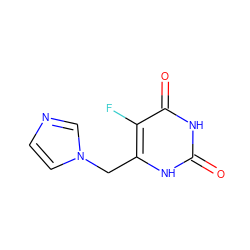 O=c1[nH]c(Cn2ccnc2)c(F)c(=O)[nH]1 ZINC000049089293