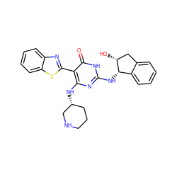 O=c1[nH]c(N[C@H]2c3ccccc3C[C@H]2O)nc(N[C@@H]2CCCNC2)c1-c1nc2ccccc2s1 ZINC001772655019