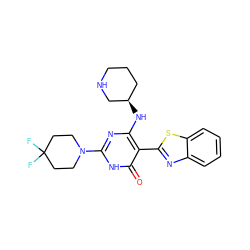 O=c1[nH]c(N2CCC(F)(F)CC2)nc(N[C@@H]2CCCNC2)c1-c1nc2ccccc2s1 ZINC001772643301