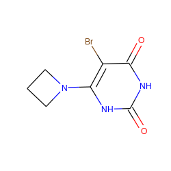 O=c1[nH]c(N2CCC2)c(Br)c(=O)[nH]1 ZINC000014972625