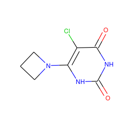 O=c1[nH]c(N2CCC2)c(Cl)c(=O)[nH]1 ZINC000014972672