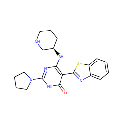 O=c1[nH]c(N2CCCC2)nc(N[C@@H]2CCCNC2)c1-c1nc2ccccc2s1 ZINC001772649295