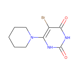 O=c1[nH]c(N2CCCCC2)c(Br)c(=O)[nH]1 ZINC000014972617