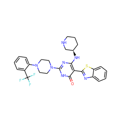 O=c1[nH]c(N2CCN(c3ccccc3C(F)(F)F)CC2)nc(N[C@@H]2CCCNC2)c1-c1nc2ccccc2s1 ZINC001772624916