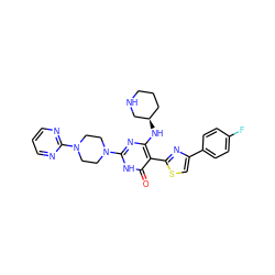 O=c1[nH]c(N2CCN(c3ncccn3)CC2)nc(N[C@@H]2CCCNC2)c1-c1nc(-c2ccc(F)cc2)cs1 ZINC001772633794