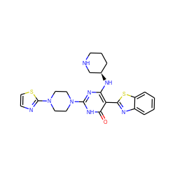 O=c1[nH]c(N2CCN(c3nccs3)CC2)nc(N[C@@H]2CCCNC2)c1-c1nc2ccccc2s1 ZINC001772578063