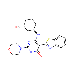 O=c1[nH]c(N2CCOCC2)nc(N[C@@H]2CCC[C@@H](O)C2)c1-c1nc2ccccc2s1 ZINC000473115850