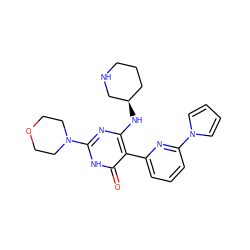 O=c1[nH]c(N2CCOCC2)nc(N[C@@H]2CCCNC2)c1-c1cccc(-n2cccc2)n1 ZINC000221558106