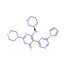 O=c1[nH]c(N2CCOCC2)nc(N[C@@H]2CCCNC2)c1-c1cncc(-n2cccc2)n1 ZINC001772647415