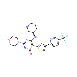 O=c1[nH]c(N2CCOCC2)nc(N[C@@H]2CCCNC2)c1-c1nc(-c2ccc(C(F)(F)F)cn2)cs1 ZINC001772657623