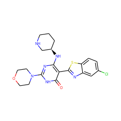 O=c1[nH]c(N2CCOCC2)nc(N[C@@H]2CCCNC2)c1-c1nc2cc(Cl)ccc2s1 ZINC001772636914