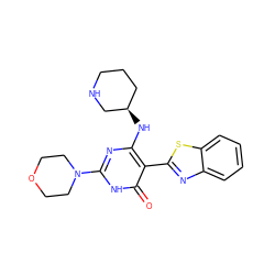 O=c1[nH]c(N2CCOCC2)nc(N[C@@H]2CCCNC2)c1-c1nc2ccccc2s1 ZINC000263620445