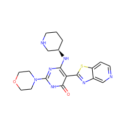 O=c1[nH]c(N2CCOCC2)nc(N[C@@H]2CCCNC2)c1-c1nc2cnccc2s1 ZINC001772571976